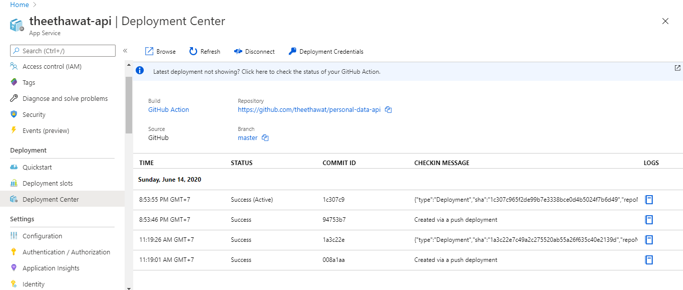 Azure App Service Deployment Status